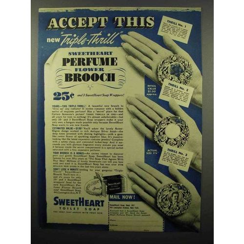 1940 SweetHeart Soap Ad - Perfume Flower Brooch