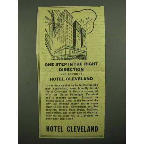 1942 Hotel Cleveland Ad - One Step in Right Direction