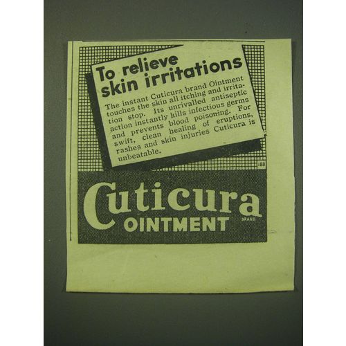 1942 cuticura ointment Ad - To relieve skin irritations