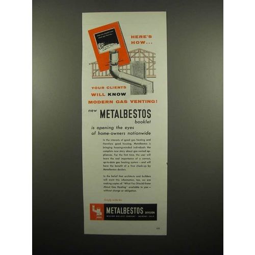 1954 William Wallace Metalbestos Asbestos Vent Ad