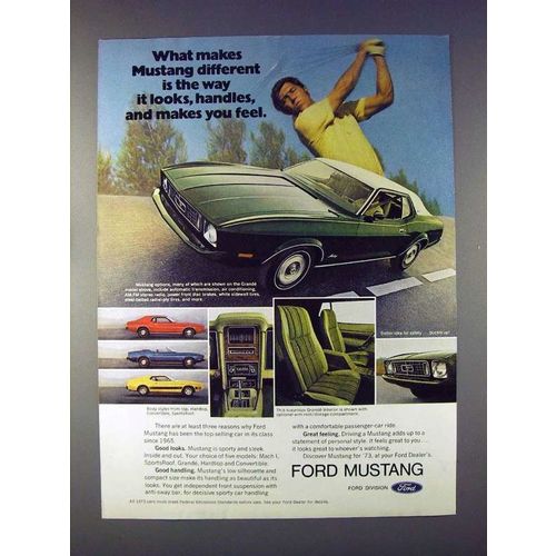 1973 Ford Mustang Grande Car Ad - Different!