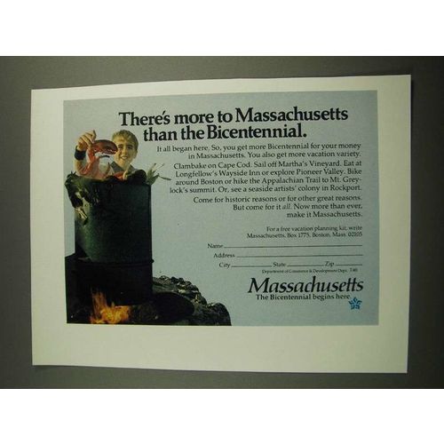 1975 Massachusetts Tourism Ad - There's More Than the Bicentennial