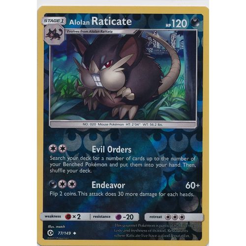 Pokemon Sun & Moon 77/149 Alolan Raticate Rev Holo