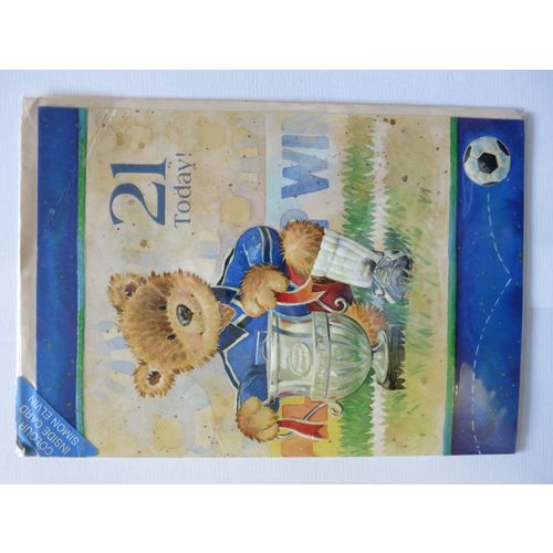 Football Teddy Bear 21 Today Birthday Standard Card A4 Portrait