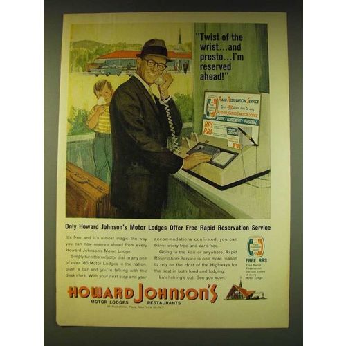 1964 Howard Johnson's Motor Lodges Ad - Twist of the wrist.. And presto