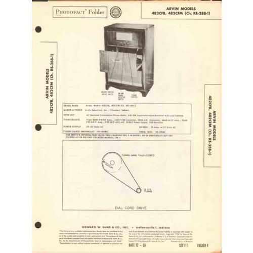 ARVIN model 482CFB 482CFM AM FM radio phono Sams Photofact manual