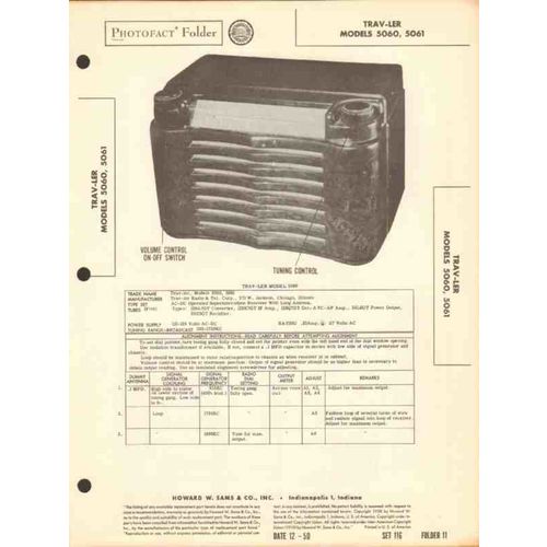 TRAV-LER model 5060 5061 AM radio receiver Sams Photofact manual