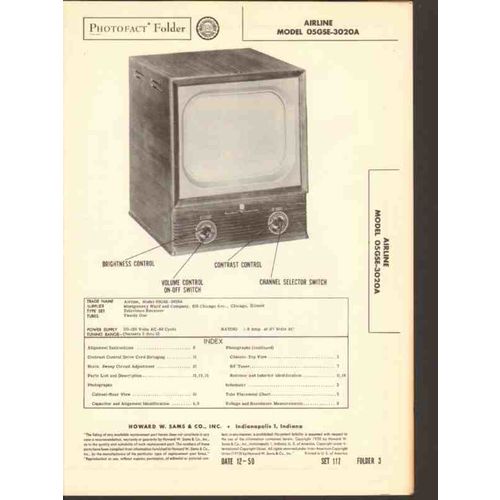AIRLINE model 05GSE-3020A TV television receiver Sams Photofact manual