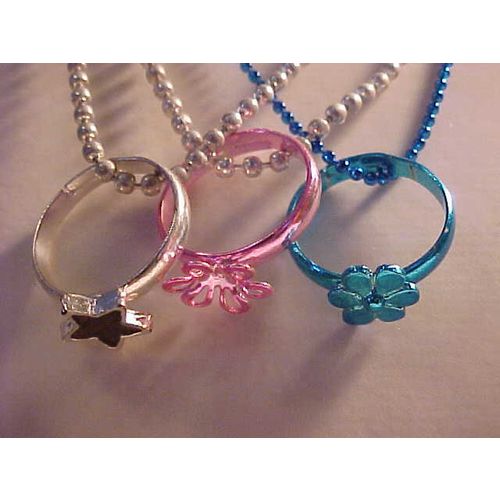 Ring Necklace Triple Ring Necklace Flower Ring Star Ring Ball Chain SET of 3