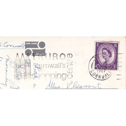 GB Truro Slogan Postmark Truro Cornwall's Shopping Centre1967 Postcard