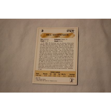 Bill Shoemaker 1991 Jockey Star NO. 3