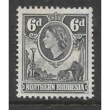 NORTHERN RHODESIA 1953 6d GREY BLACK SG 68 M / MINT