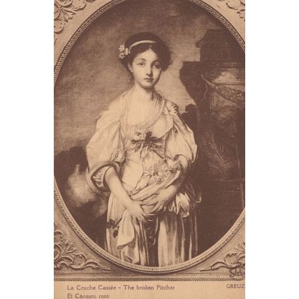 The Broken Pitcher La Cruche Cassee Jean Baptiste Greuze Painting Postcard