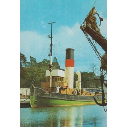 Canute Danish Tug Ship Harbour 1970s Postcard