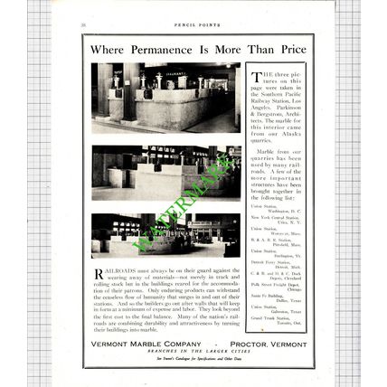Southern Pacific Railway Station Los Angeles Vermont Marble -1926 Advert