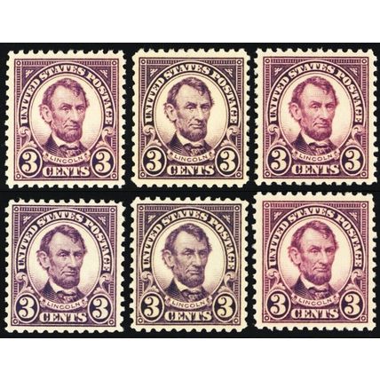 555, Mint NH 3¢ VF Lot of Six Fresh Stamps CV $162.00 * Stuart Katz