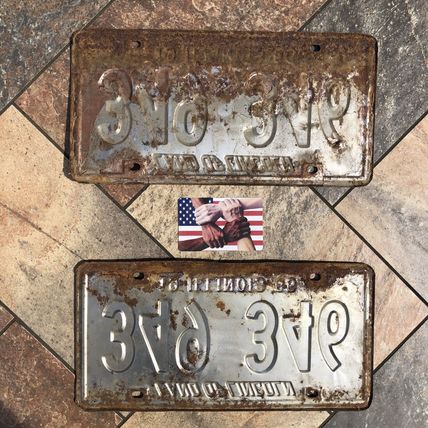 Illinois 1966 Vintage License Plate Pair Rustic Antique Vintage Patina 349 346