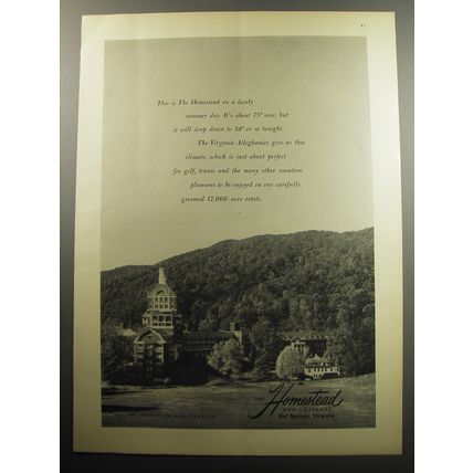 1957 Homestead Resort Ad - This is The Homestead on a lovely summer day