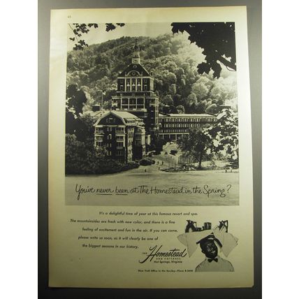 1957 Homestead Resort Ad - You've never been at the Homestead in the spring?