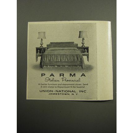 1957 Union-National Ad - Parma Italian Provincial furniture