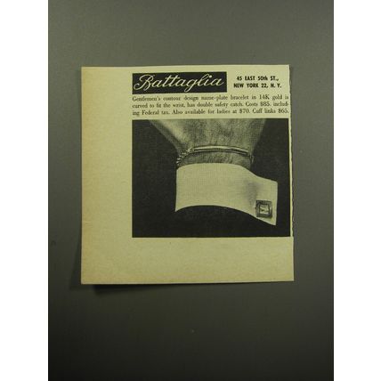 1957 Battaglia Gentlemen's Name-Plate Bracelet Advertisement