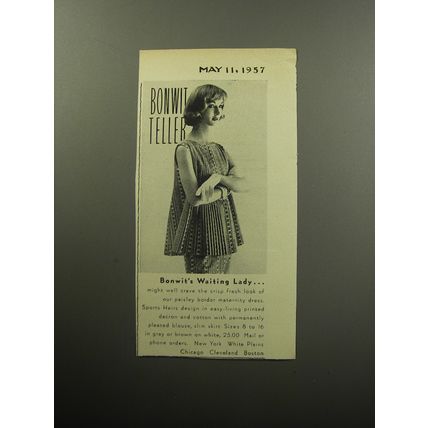 1957 Bonwit Teller Sports Heirs Maternity Dress Advertisement - Waiting Lady