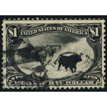 292, Used VF $1 Cattle in Storm - Pretty Stamp! - Stuart Katz