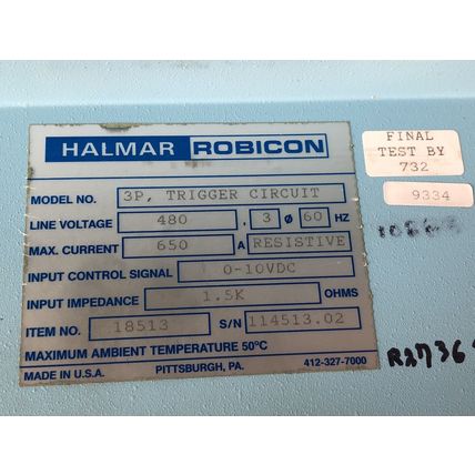 HALMAR ROBICON 18513 3P, TRIGGER CIRCUIT, SCR POWER CONTROLLER, 480VAC,EA