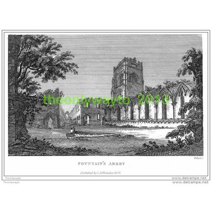 Fountain's Abbey, Yorkshire, England, 1825, MODERN REPRODUCTION