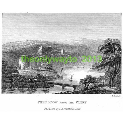 Chepstow from the Cliff, Monmouthshire, Wales, 1825, MODERN REPRODUCTION