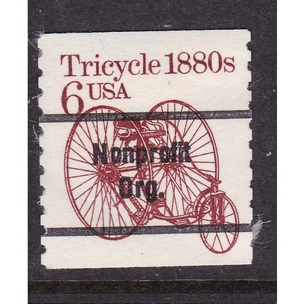 United States Postmark Nonprofit Org Tricycle 1880's 6c VGC