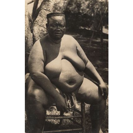 Fat Zulu Chief Zululand Africa Real Photo Postcard