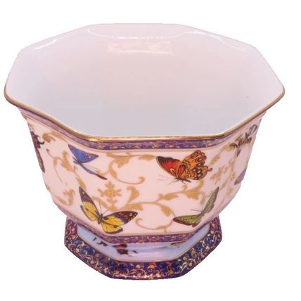 Butterfly Plant Pot with Gold Rim Porcelain 15 CM Past Times Home Decor Gift