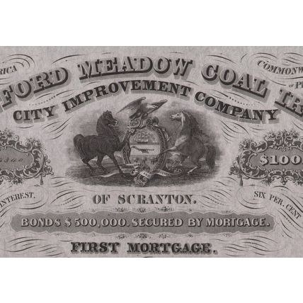 USA Stafford Meadow coal + iron ..Bond for $1,000 ..Date 1858..