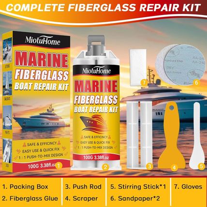 Marine Fiberglass Repair Kit for Boats, Gel Coat Repair Kit for Boats, Fiberglas