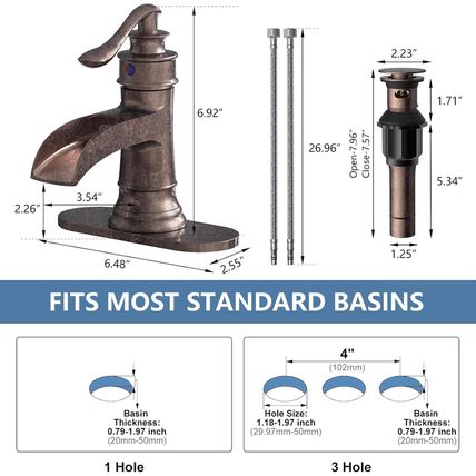 Homevacious Bathroom Faucet Copper Waterfall Bathroom Sink Faucets with Single H