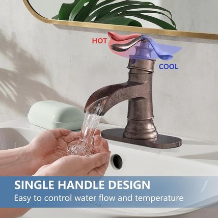Homevacious Bathroom Faucet Copper Waterfall Bathroom Sink Faucets with Single H