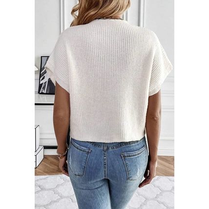White Flower Embroidery Sweater Tee