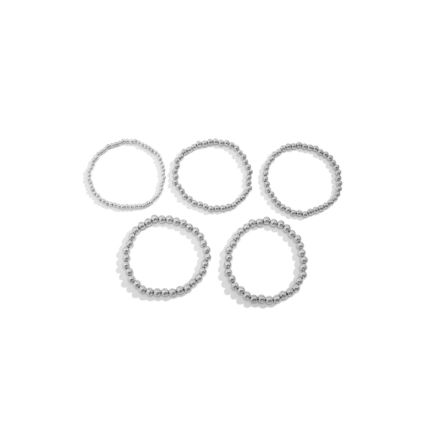 Silvery 5pcs/set Beaded Bracelet Set