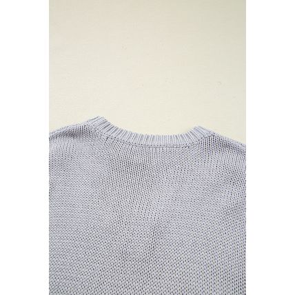 Light Grey Bowknot Applique Cap Sleeve Sweater