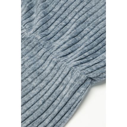 Dusk Blue Ribbed Keyhole Short Sleeve Wide Leg Jumpsuit