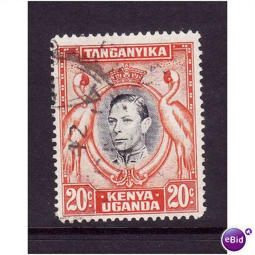 KENYA UGANDA & TANGANYIKA 1941 SG139a 20c BLACK & ORANGE PERF 14 FU