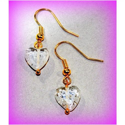 Lovely Sale Love Heart Murano Glass Gold Plated Hook Earrings Jewellery 1212