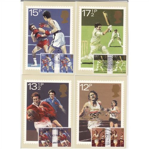 GREAT BRITAIN 1980 SPORTS (GUTTER PAIRS) NO 47 PHQ CARDS SET 4 SPECIAL H/S FDI