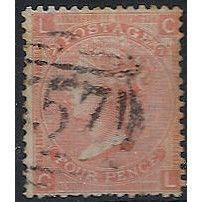 1865 SG94 4d Vermillion Plate 7 Good/Fine USed Letters "CL".