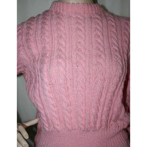 Womens Vintage 1970 Hand Made Cable Pattern Jumper Sweater Size 8 10 New