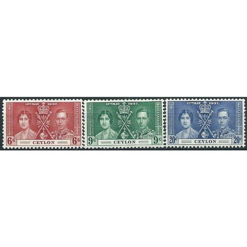 Ceylon 1937 Coronation Set SG383-385 Mounted MInt ... .