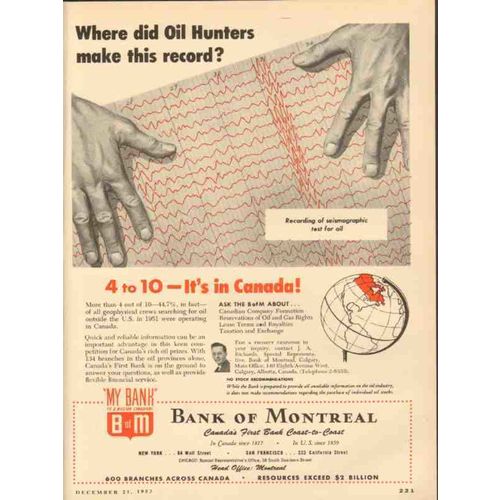 bank of montreal 1953 did oil hunters make this record vintage ad