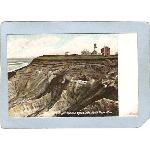 MA North Truro Lighthouse Postcard Highland Light & Cliffs lighthouse_box1~571