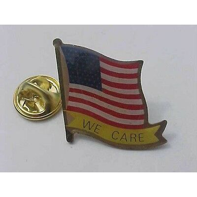 US Flag Pin Lapel WE CARE Ribbon Hat Tack Pin 7/8"